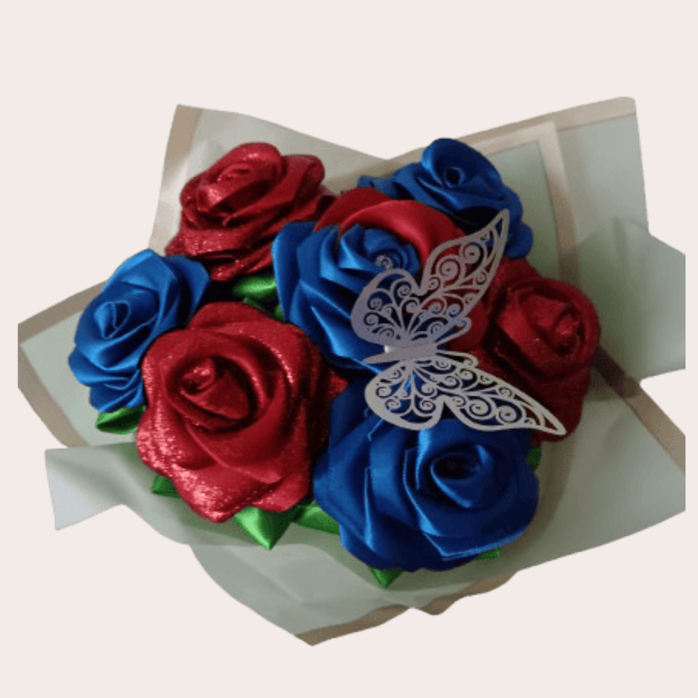 Bouquet de roses en satin