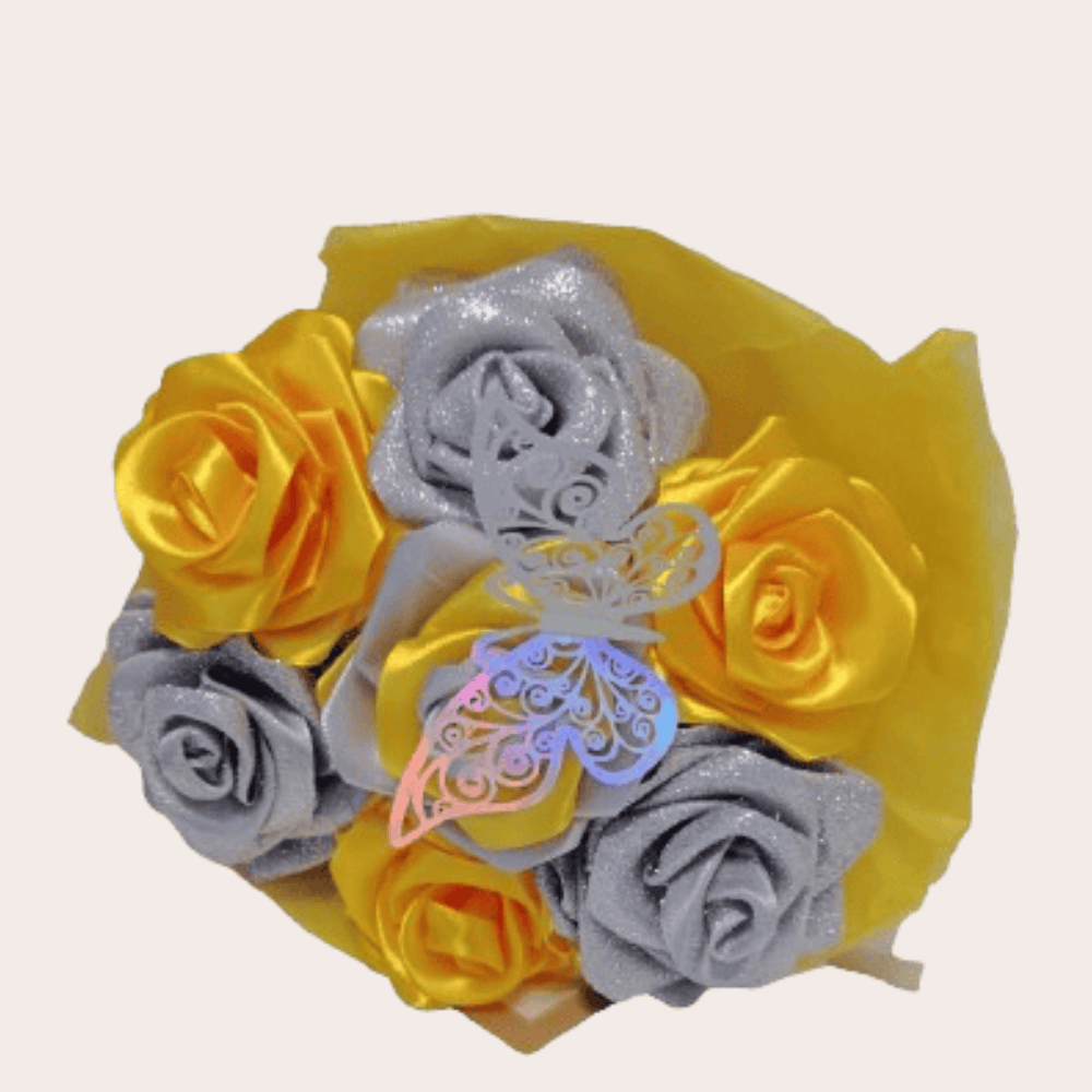 Bouquet de roses en satin