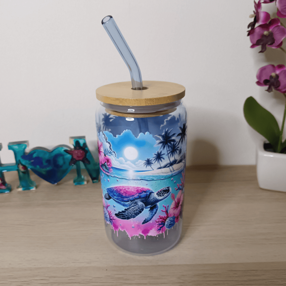 Gobelet en verre Bleu Tortue