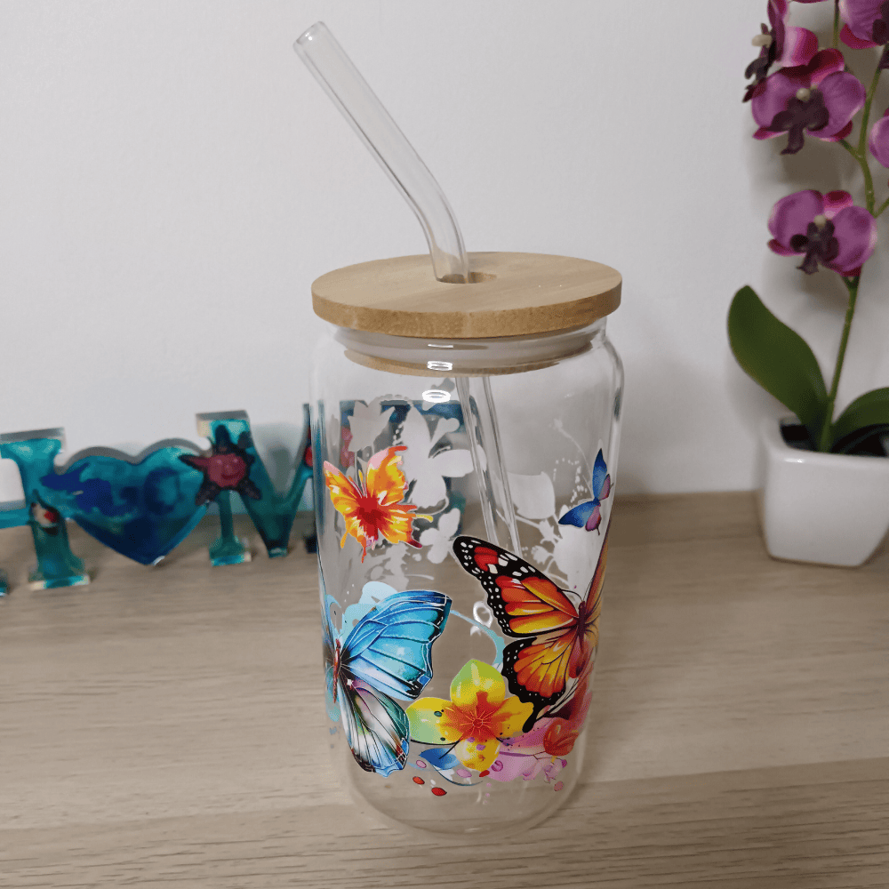Gobelet en verre Papillons