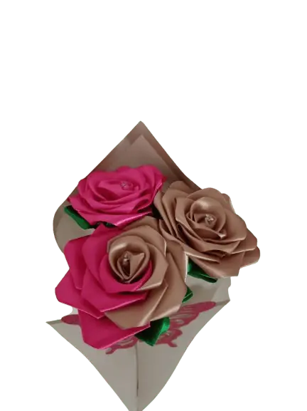 Bouquet de trois roses en satin Ma boutique