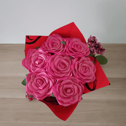 Bouquet de roses en satin