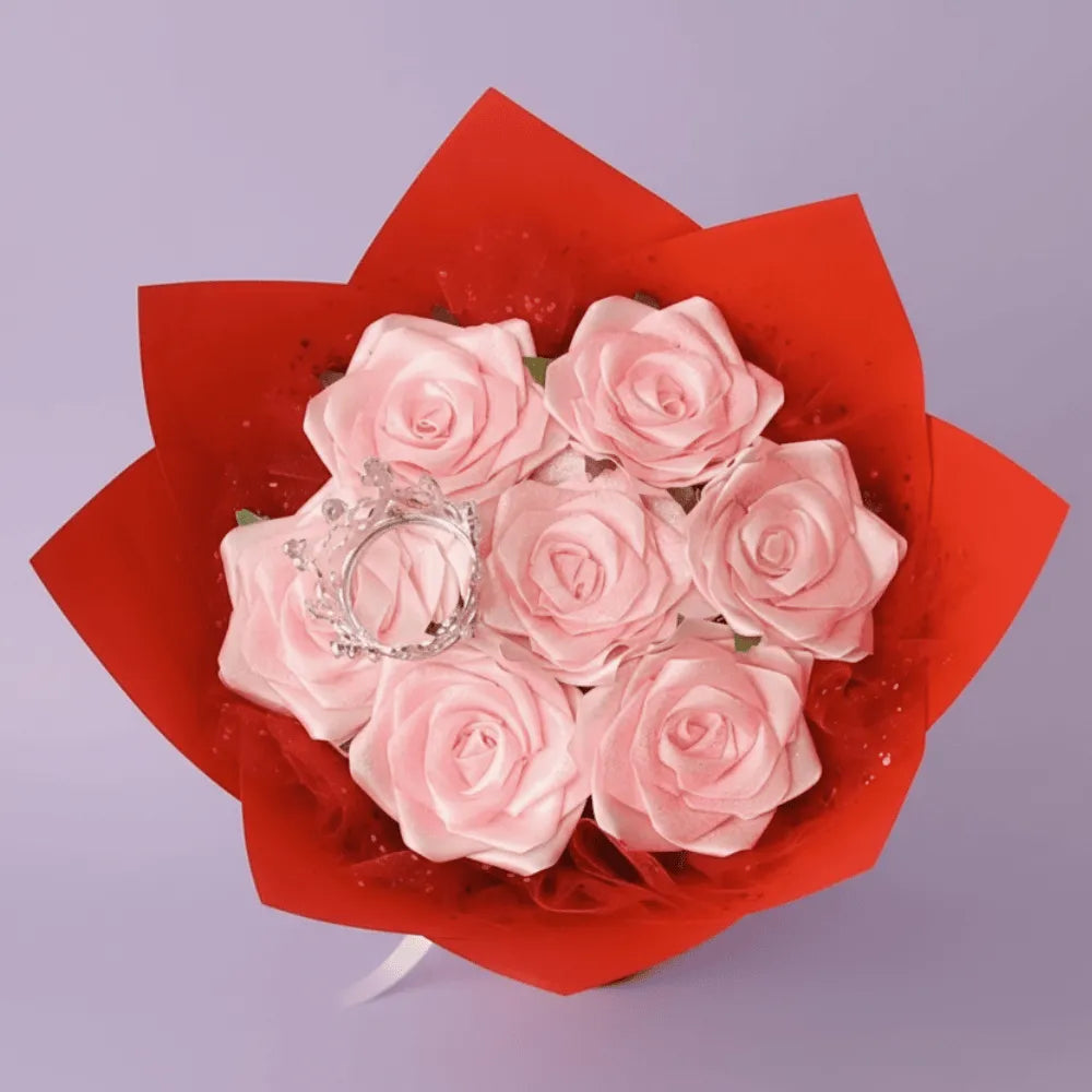 Bouquet de roses en satin – composition florale de luxe faite main – Les Créations des A