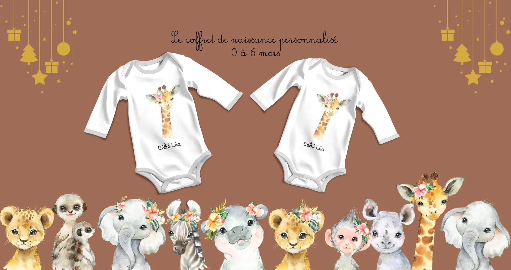 Illustration coffret bebe 0 a 6 mois avec body personnalise - Les Créations des A