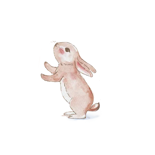 Illustration lapin mignon debout style aquarelle - Les Créations des A
