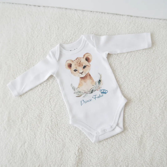 Body bébé personnalisé imprimé lionceau Prince Fabio – cadeau naissance original - Les Créations des A