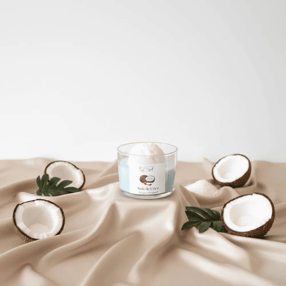 Bougie parfumée Noix de Coco – bougie artisanale en cire végétale de soja – Les Créations des A