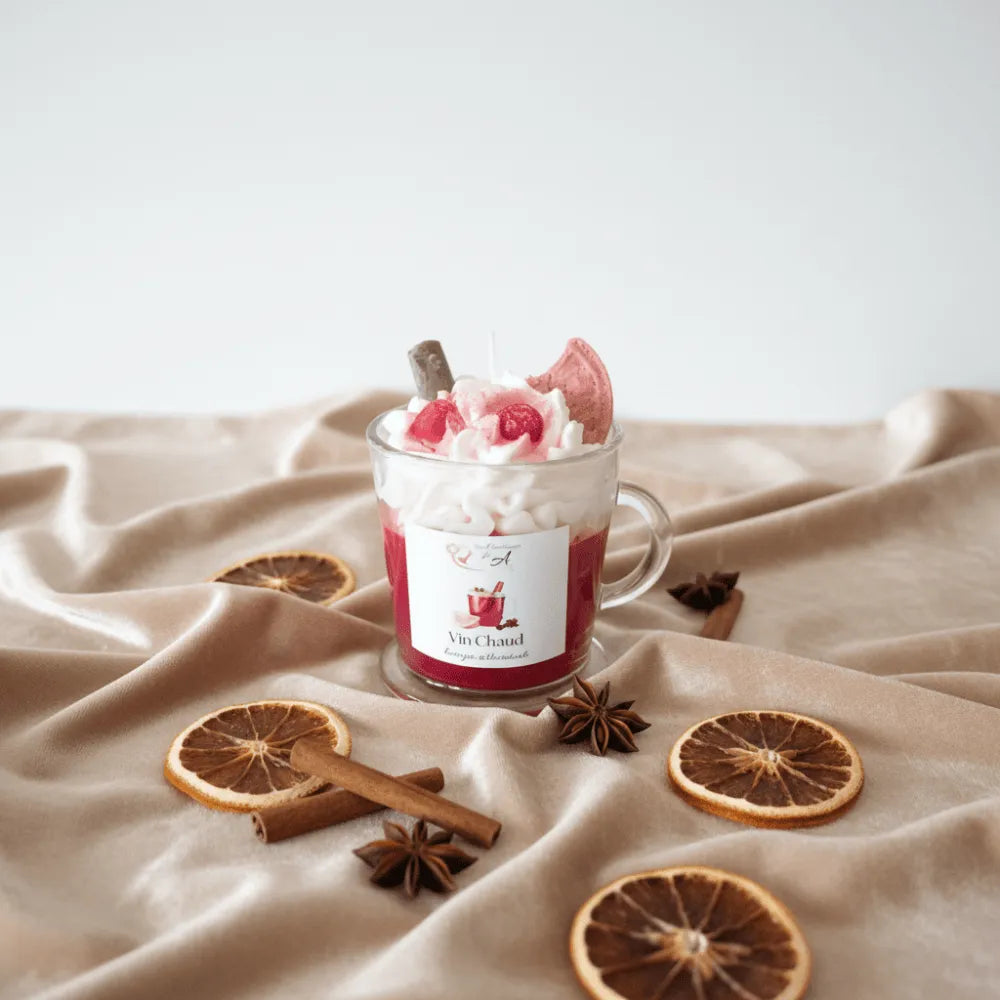 Bougie parfumée Vin Chaud – bougie artisanale en cire végétale de soja – Les Créations des A