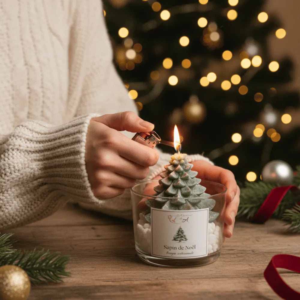 Bougie parfumée Sapin de Noël – bougie artisanale en cire végétale de soja – Les Créations des A