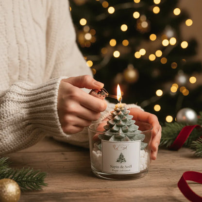 Bougie parfumée Sapin de Noël – bougie artisanale en cire végétale de soja – Les Créations des A