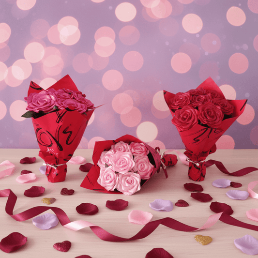 Bouquet de roses en satin