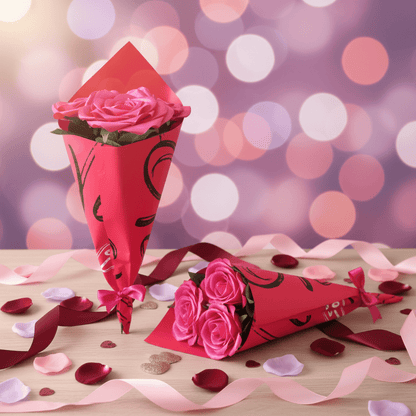 Bouquet de 3 roses en satin