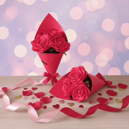 Bouquet de 3 roses en satin