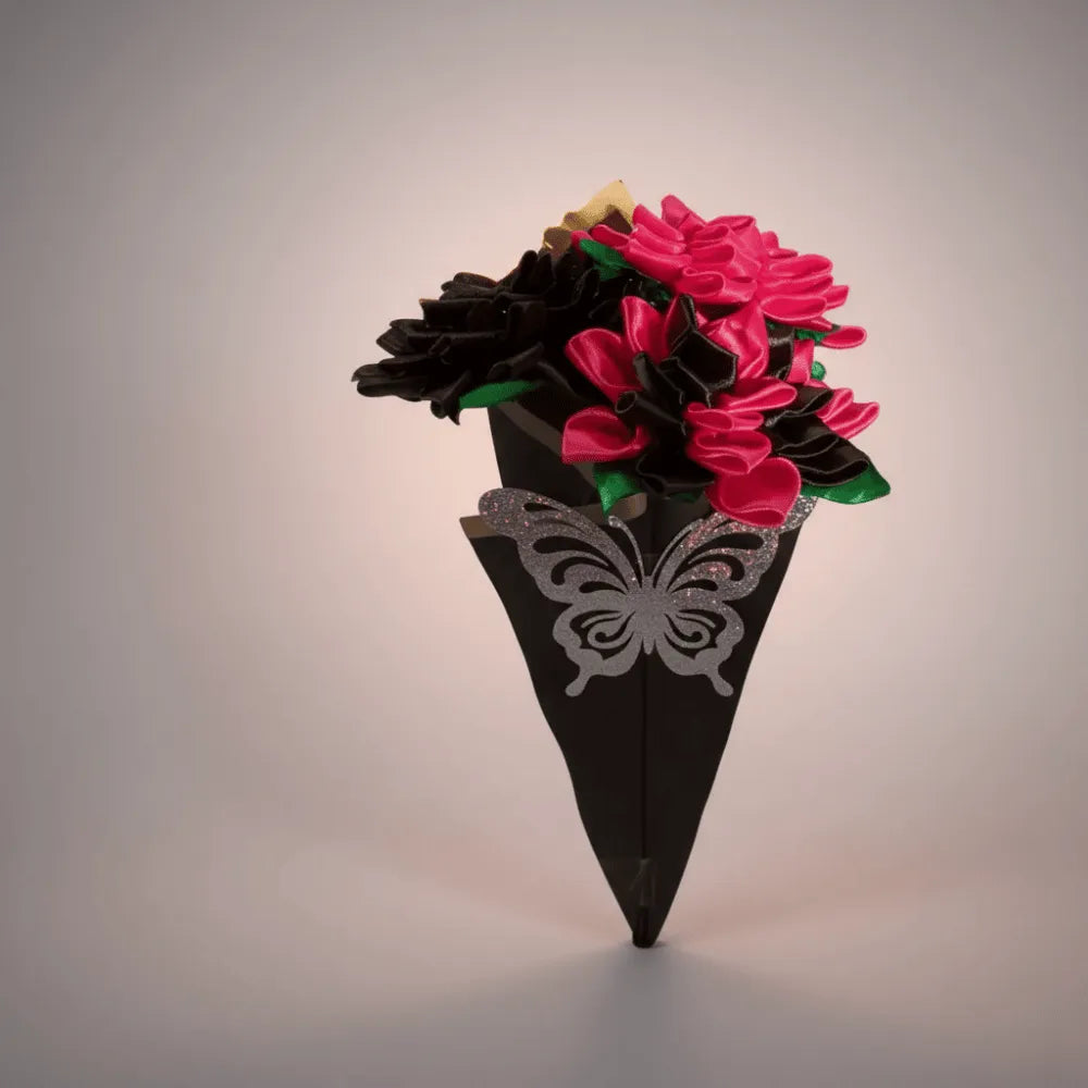Bouquet de 3 dahlias en satin – composition florale éternelle – Les Créations des A