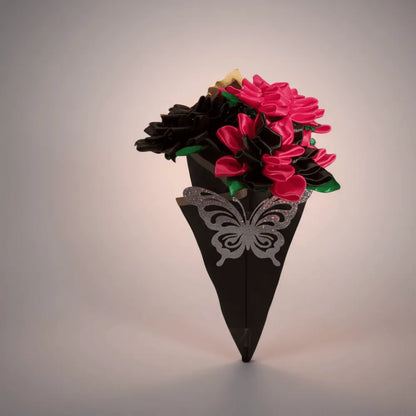 Bouquet de 3 dahlias en satin – composition florale éternelle – Les Créations des A