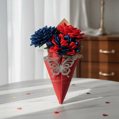 Bouquet de 3 dahlias en satin – composition florale éternelle – Les Créations des A