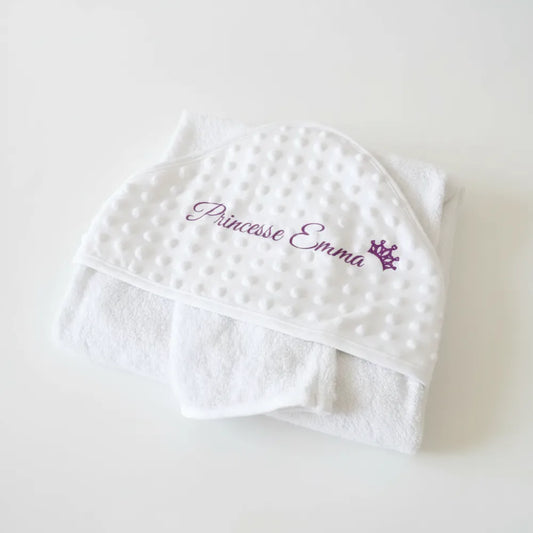 Cape de bain bébé personnalisée brodée Princesse Emma – cadeau naissance original - Les Créations des A