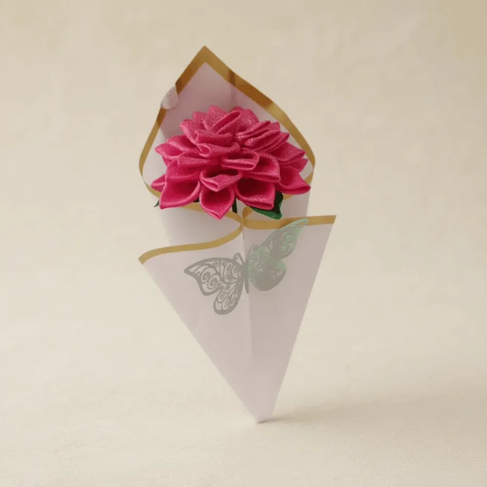 Dahlia en satin – fleur artificielle haut de gamme – Les Créations des A