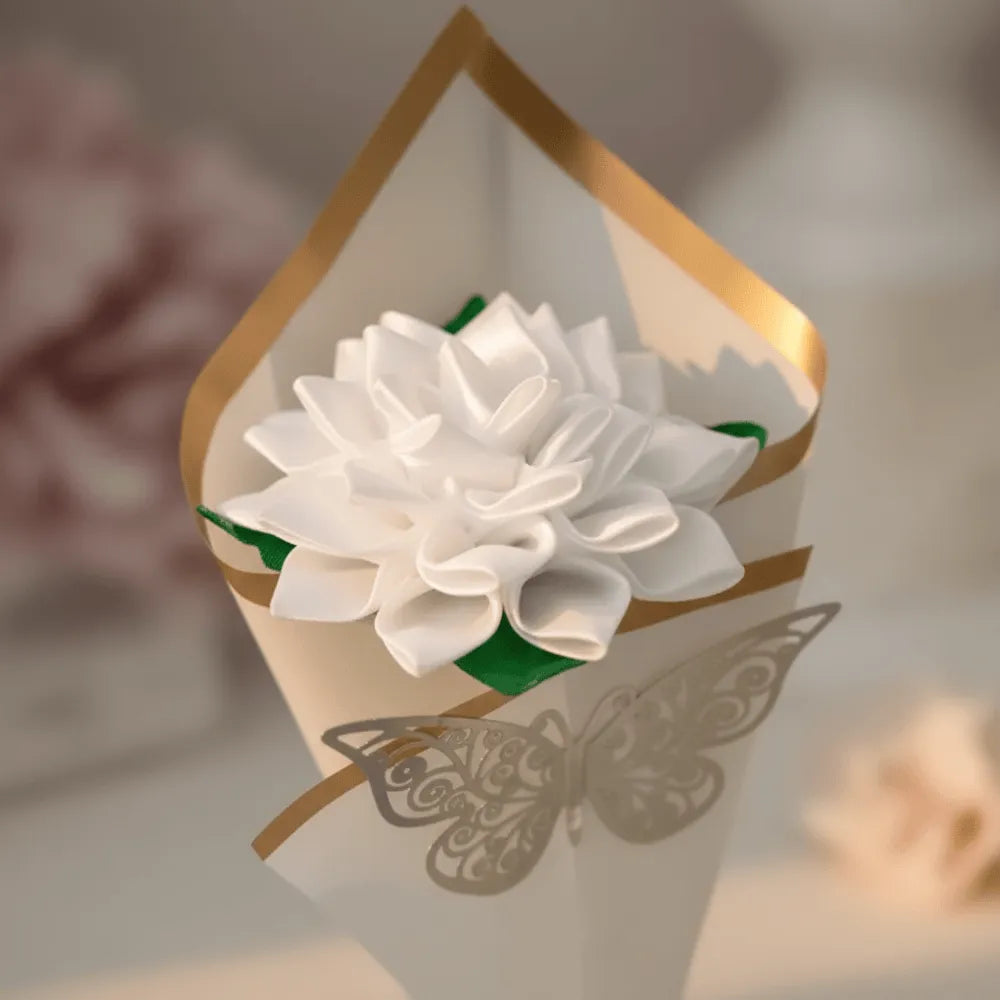 Dahlia en satin – fleur artificielle haut de gamme – Les Créations des A