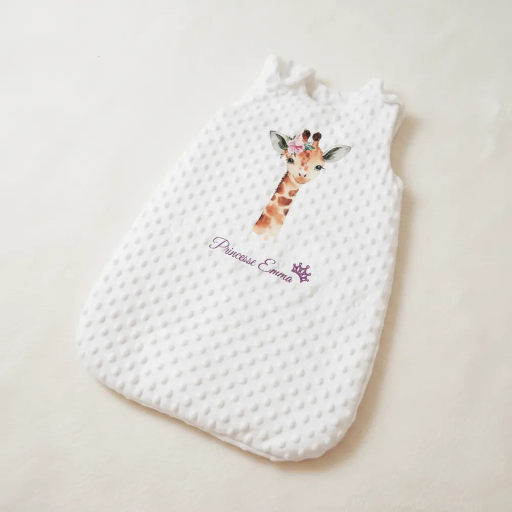Gigoteuse bébé personnalisée girafe Princesse Emma – cadeau naissance original - Les Créations des A