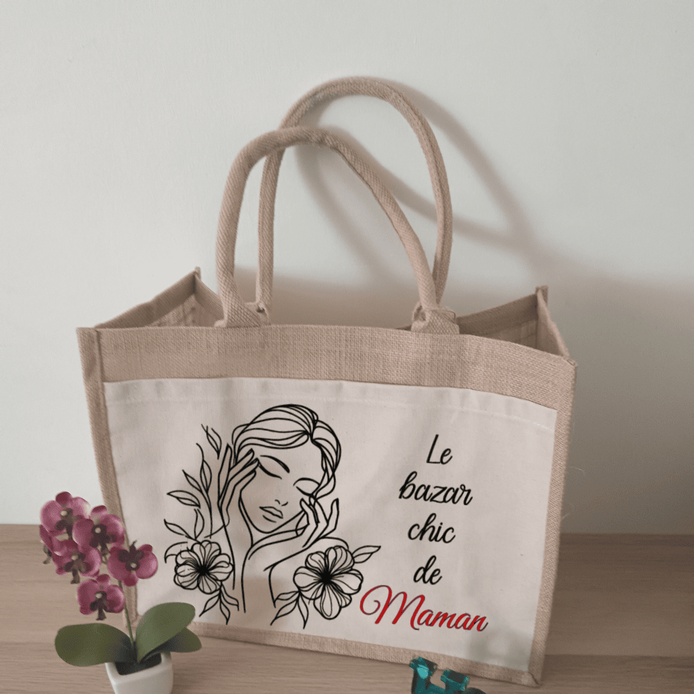 Sac en jute personnalisable "Bazar"