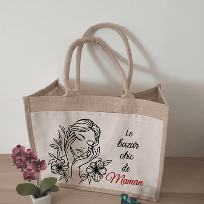 Sac en jute personnalisable "Bazar"