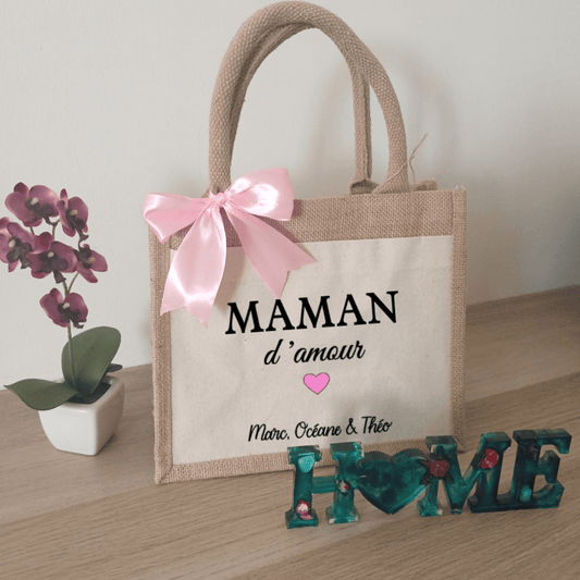 Sac en jute personnalisable "D'Amour"