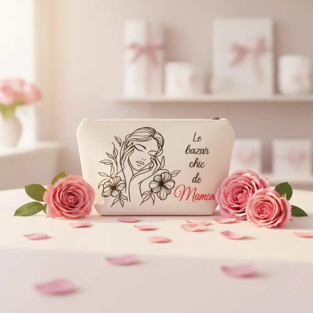 Trousse de toilette personnalisée Le bazar chic de Maman – cadeau maman fait main - Les Créations des A