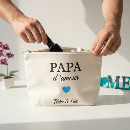 Pochette toilette personnalisée Papa d'amour – idée cadeau fête des pères - Les Créations des A