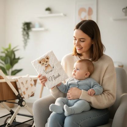 Maman et bébé avec protège carnet de santé personnalisé minky – cadeau naissance fait main - Les Créations des A