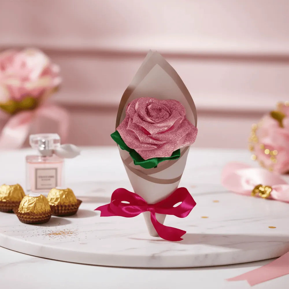 Rose en satin – fleur éternelle artisanale – Les Créations des A