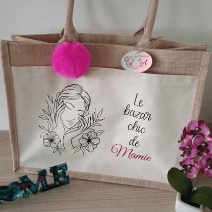 Sac en jute personnalisable "Bazar"