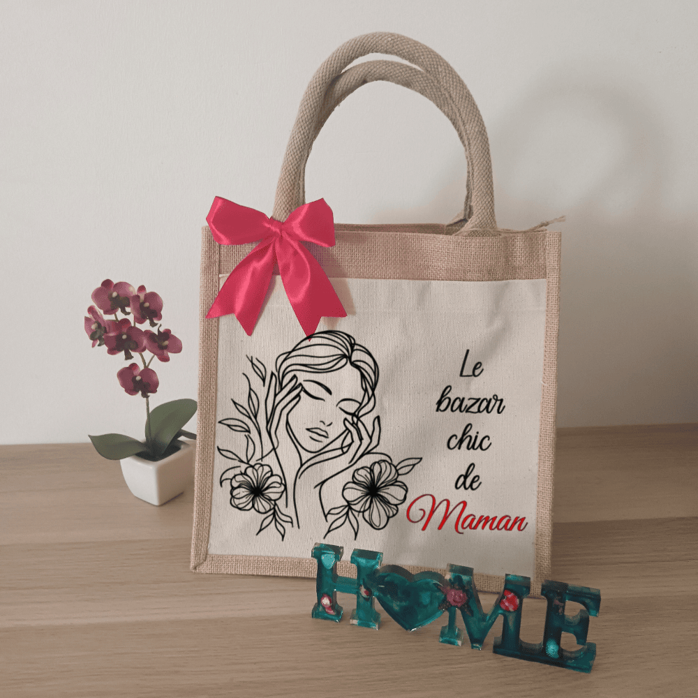 Sac en jute personnalisable "Bazar"
