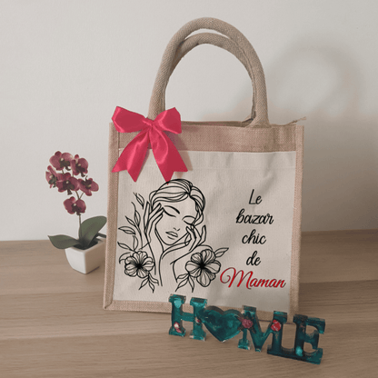 Sac en jute personnalisable "Bazar"