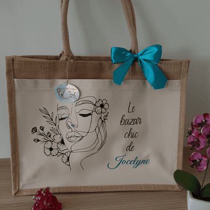 Sac en jute personnalisable "Bazar"