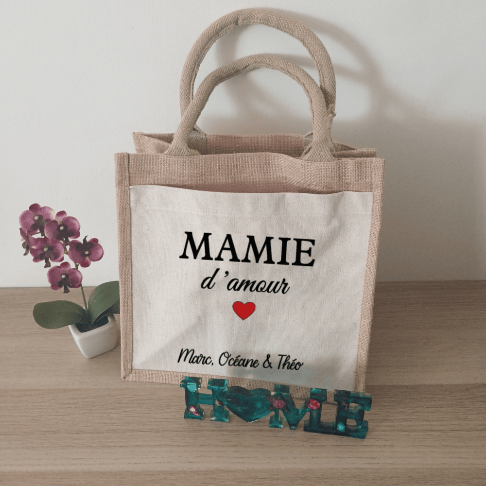 Sac en jute personnalisable "D'Amour"