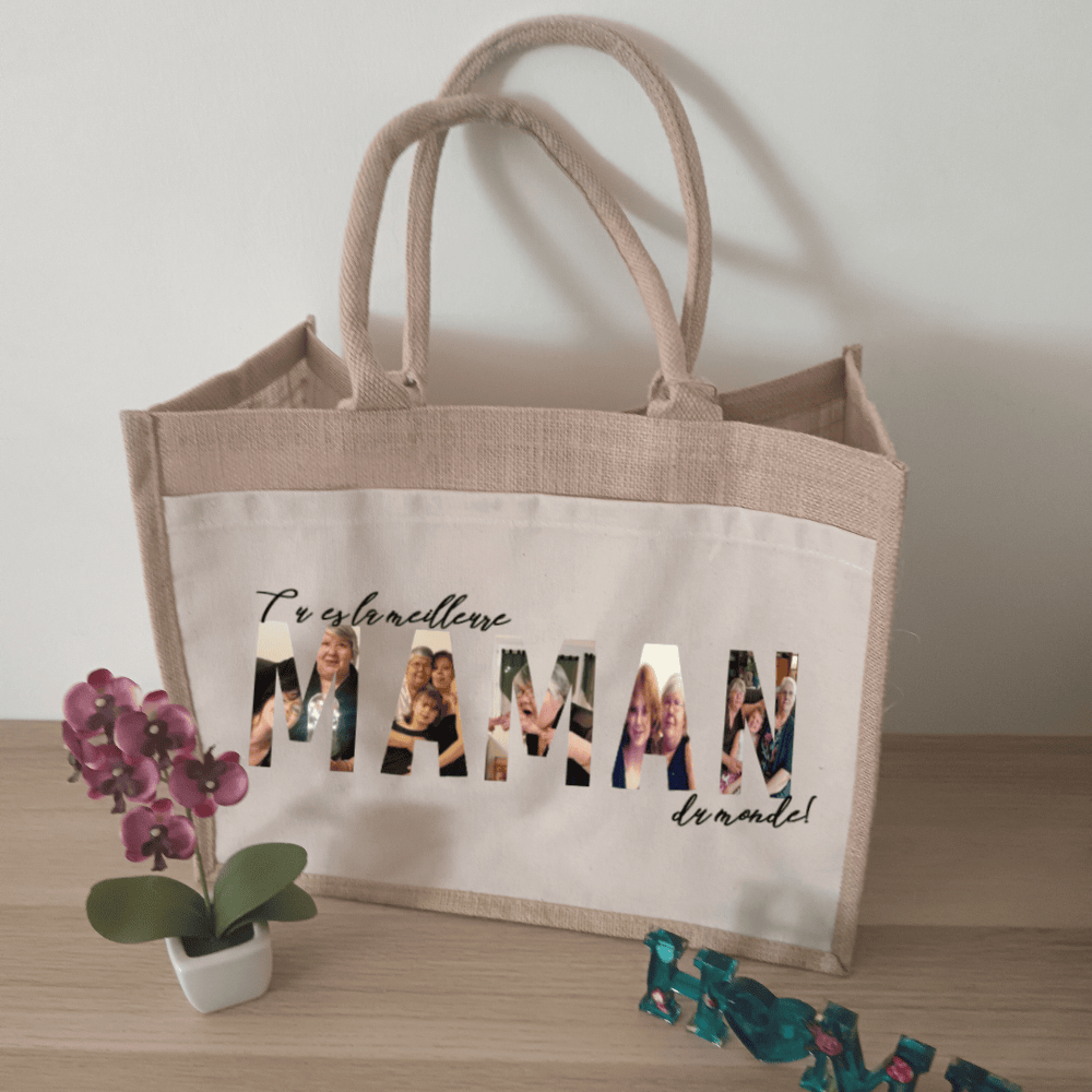 Sac en jute personnalisable "Photos"