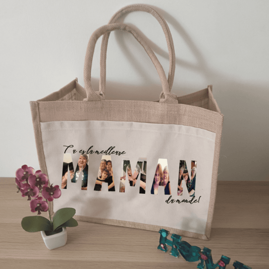 Sac en jute personnalisable "Photos"