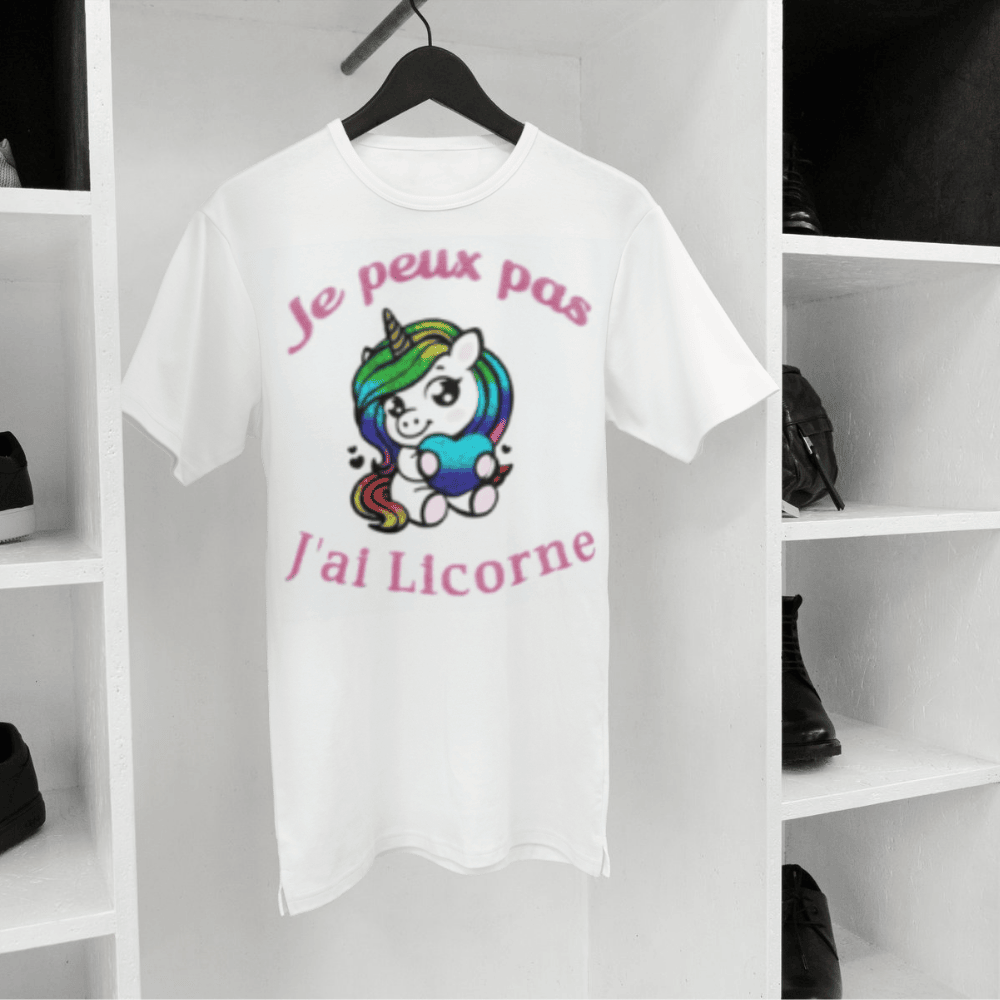 Tee-shirt Fille Blanc "Je Peux Pas, J'ai Licorne"
