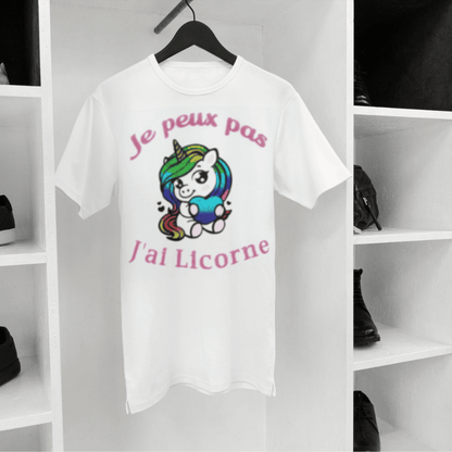 Tee-shirt Fille Blanc "Je Peux Pas, J'ai Licorne"