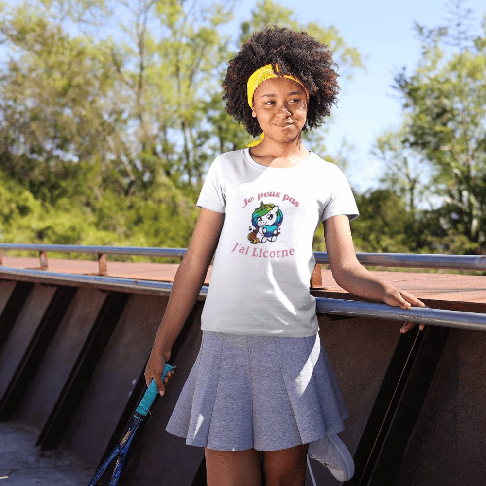 Tee-shirt Fille Blanc "Je Peux Pas, J'ai Licorne"